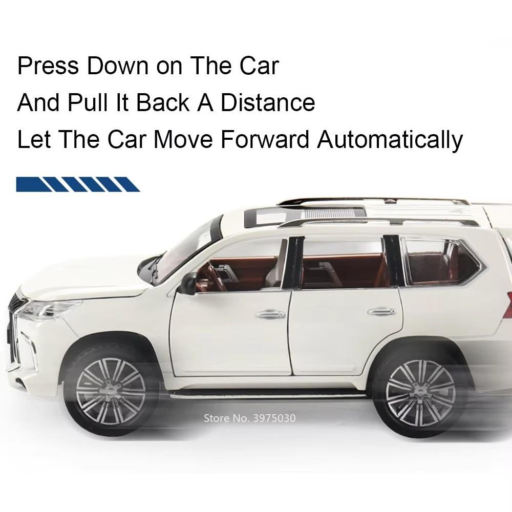 1:24 Metal LX570 LX600 Cars Miniature Models 6 Doors Opened Off-road SUV Diecast Toy Light Music Toys for Boys Festival Presents