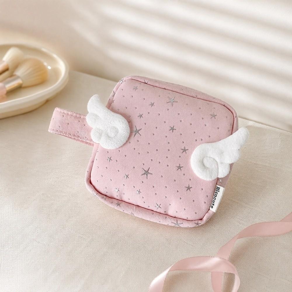 Y2K Print Wings Star Dots Storage Bag Desktop Storage Storage Pouch Data Cable Digital Bag Student