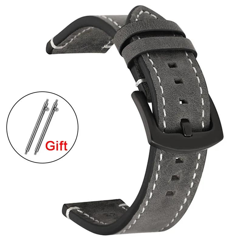 Retro Leather Band 18mm 19mm 20mm 21mm 22mm 24mm Soft Strap Waterproof Bracelet for Seiko Watchband Quick Release Wristband