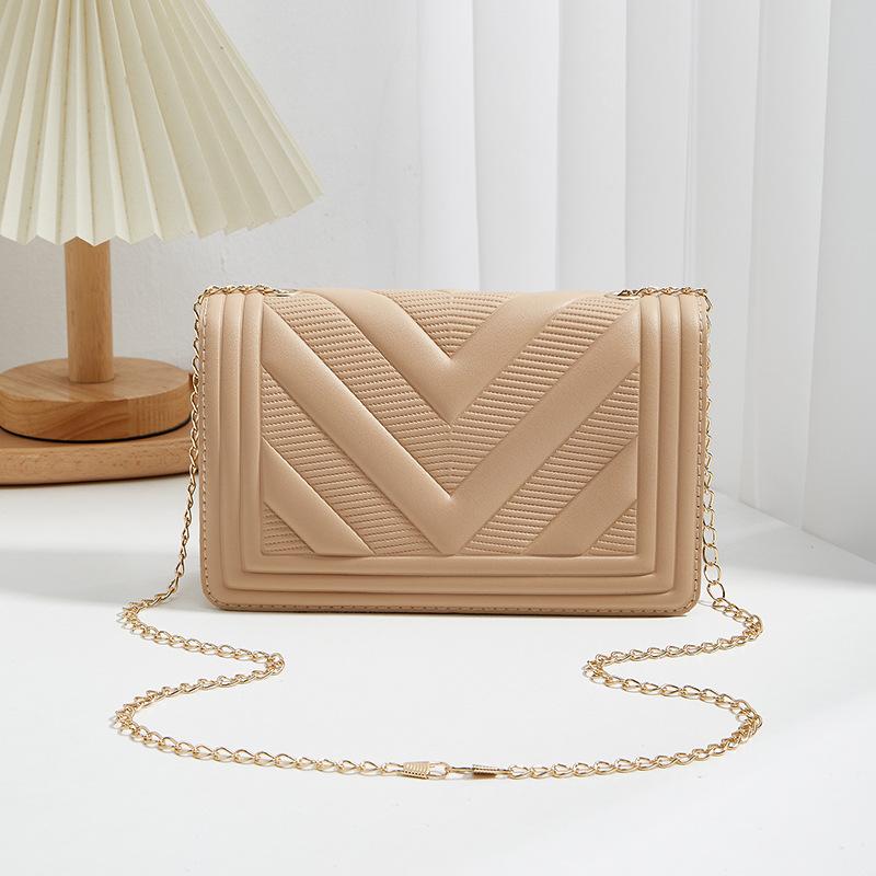 Women'S Pu Crossbody Bags V-Shape Embossing Adjustable Shoulder Straps Shopper Clutch Purses Solid Color Square Bag