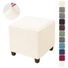 1Pc T-Shape Jacquard Square Stool Cover Ottoman Stool Cover Elastic Solid Color Sofa Footrest Slipcovers For Living Room El