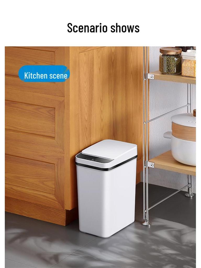 Automatic Smart Sensor Trash Can with Logo for Home, Living Room, Bedroom, & Bathroom
