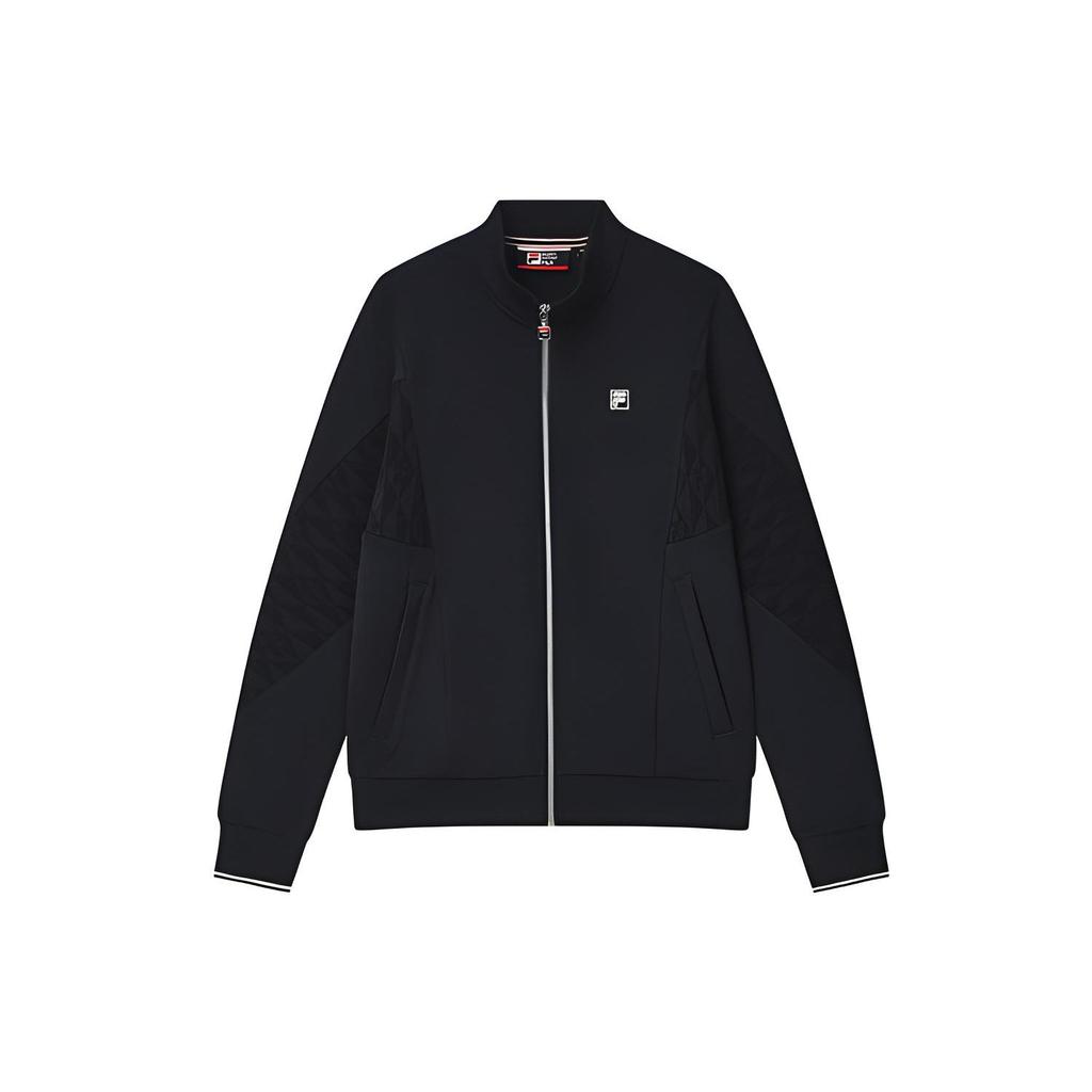 FILA Geometric Pattern Printed Spliced Logo Zip Long Sleeve Jacket Women jackets Legendary-Blue F11W311505FNV