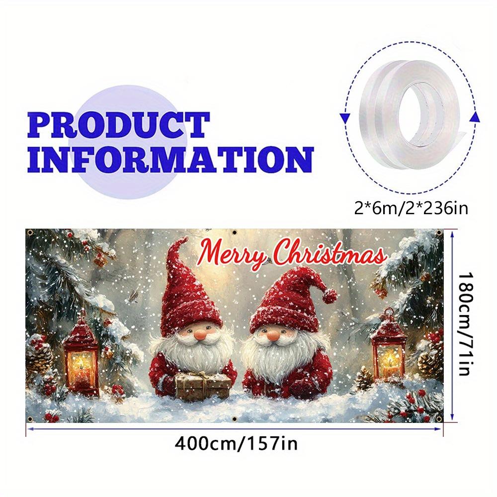 1 Piece, Large Christmas Garage Door Banner, Winter Snow View Christmas Dwarf Pattern, Durable, Easy To Hang
