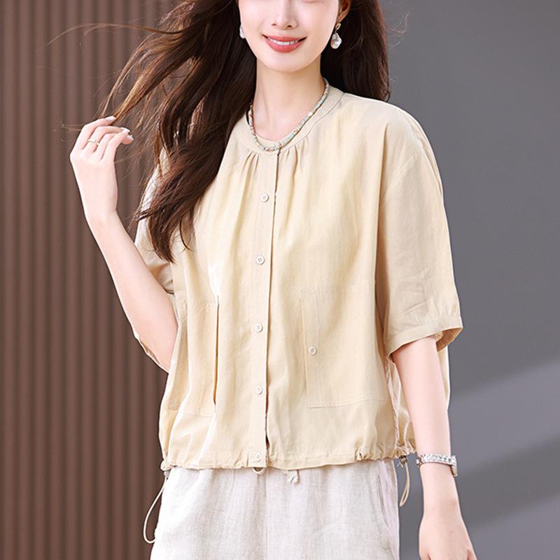 

Plus Size Slimming Five-Sleeve Summer Shirt for Middle-Aged Women XL