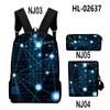 Stile Classico Novità Tecnologia Stampa 3D 3pz/Set pupilla Zaini Scolastici Zaino Daypack per Laptop Borsa a spalla inclinata Astuccio