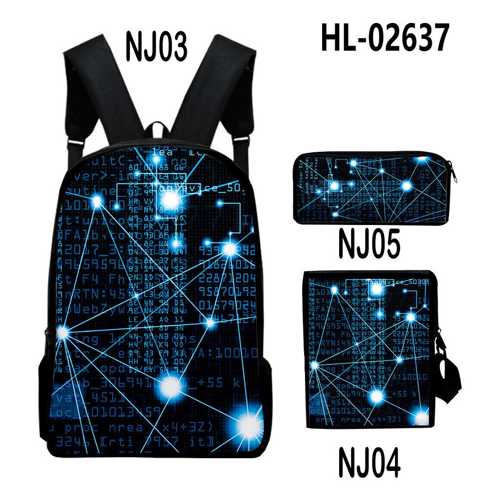 Stile Classico Novità Tecnologia Stampa 3D 3pz/Set pupilla Zaini Scolastici Zaino Daypack per Laptop Borsa a spalla inclinata Astuccio