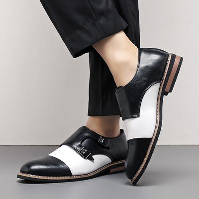 Fashion Color Blocked Business and Casual Men's Leather Shoes British Fashion Gentleman Style Formal Groom's Wedding Plus Size Shoes