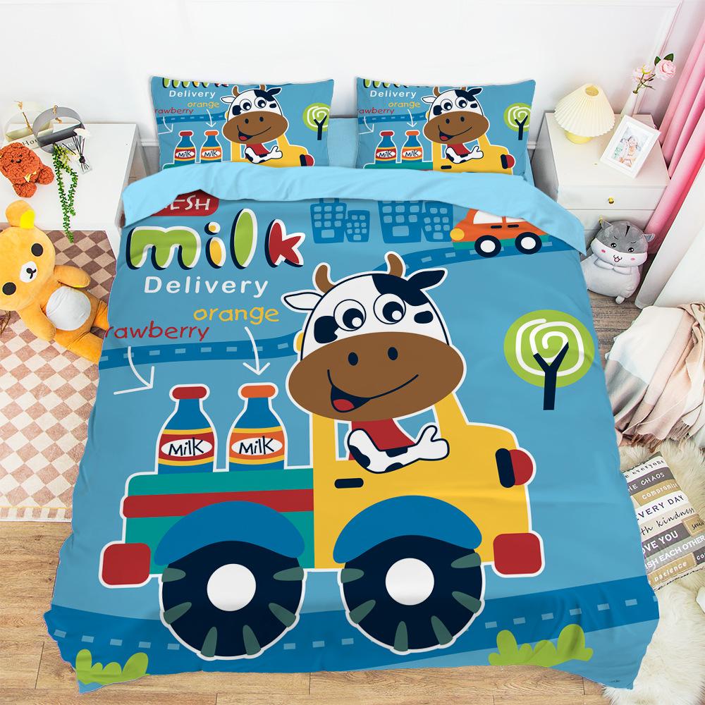 Construction Vehicles Boys Excavator Duvet Cover Truck Excavator Bedding Set For Teens Child Old Retro Car Theme Room Decor