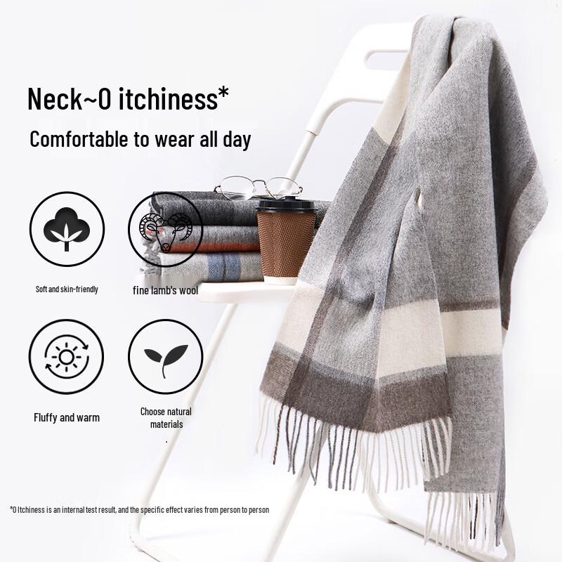 Muxier Herren 100% Reine Wolle Plaid Business Schal mit Geschenkbox