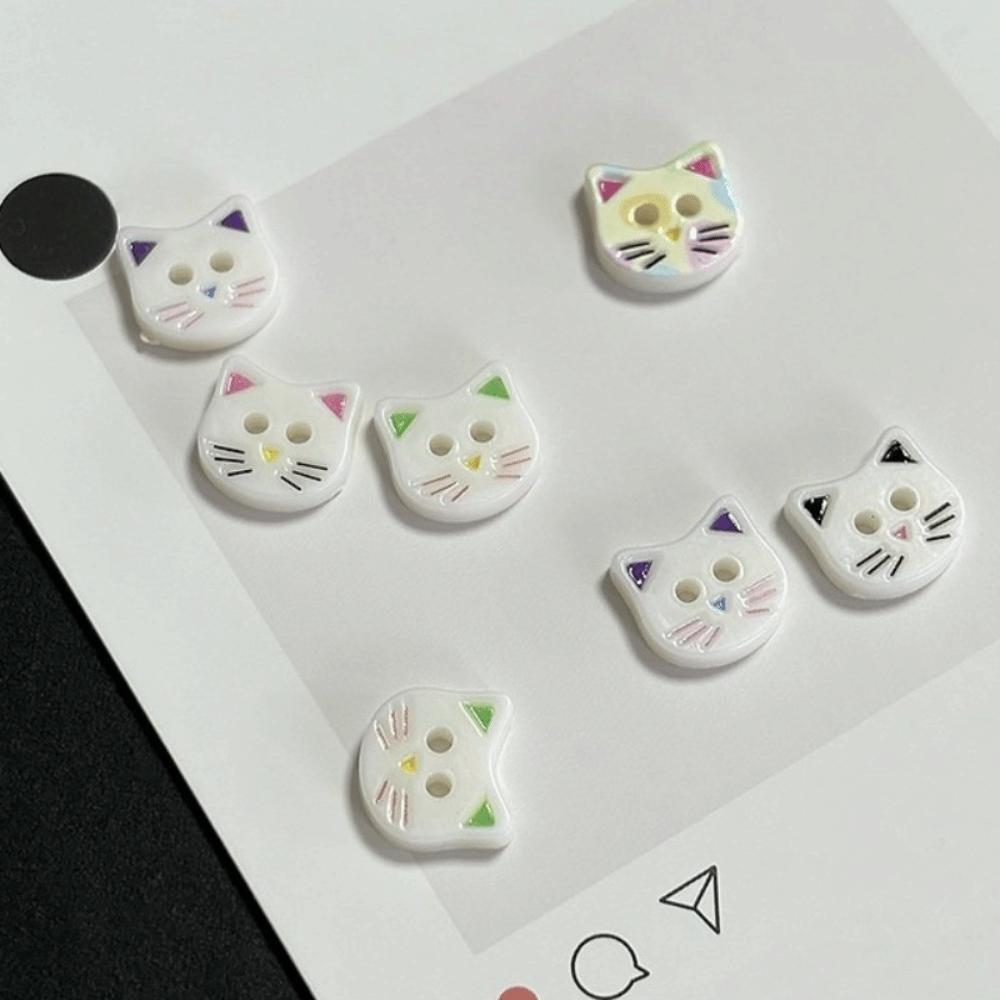 40pcs Mini 12mm Kitty Buttons Cute Creative Calico Cat Buttons Resin Colorful Kitten Head Buttons Cardigan Sweater