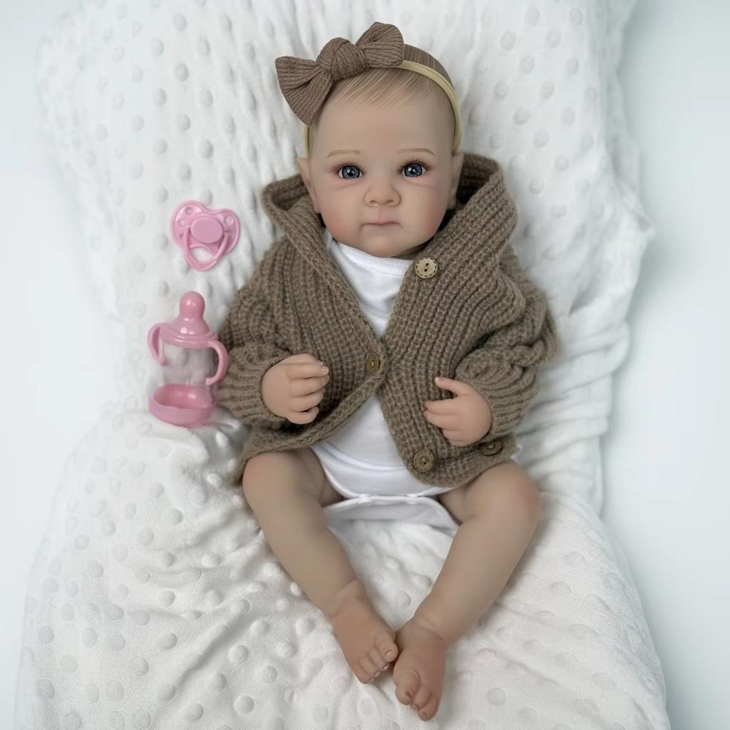 BZDOLL 19 Inch 48 CM Full Vinyl Body Reborn Baby Girl Doll Toy For Kids Handmade Fashion Birthday Gift For Child Bathe Play House Toy