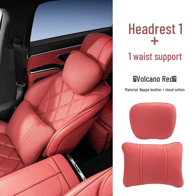 Premium Maybach S-Class Headrest & Breathable Lumbar Support Cushion