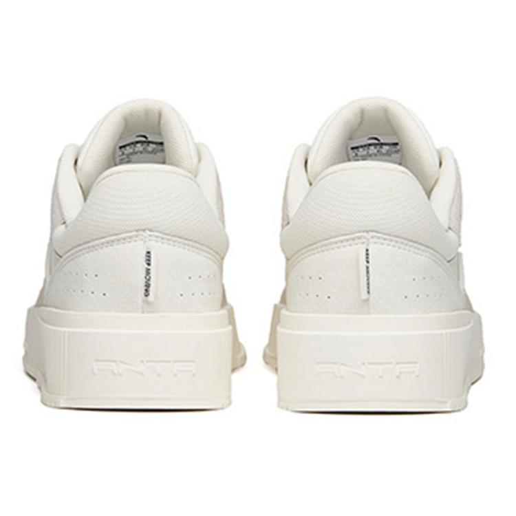 Anta Waterproof Slip Resistant Waterproof Low top Skateboard Shoes Men's Ivory White Gray 912148031-1