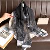 Light luxury simulated silk pattern scarf, silk scarf, commuting sunscreen, soft yarn scarf, large size fashion temperament shawl