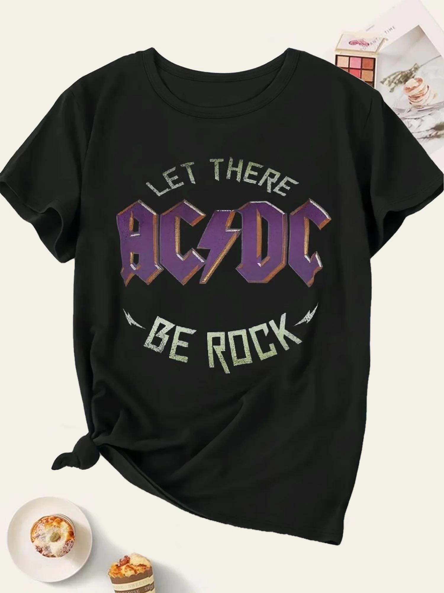 

New Arrival AC/DC Let There Be Rock Print Y2k Clothes Tee Shirt Femme T-Shirts for Women Haikyuu Graphic Tees Camisetas 25017 4XL