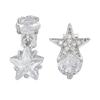 Copper Clip-On Charm Earbud Ear Clip, Silver-Tone Star Decoration 1Pair With Clear Faceted Detail for Freeclip Refreshed Earbud Look