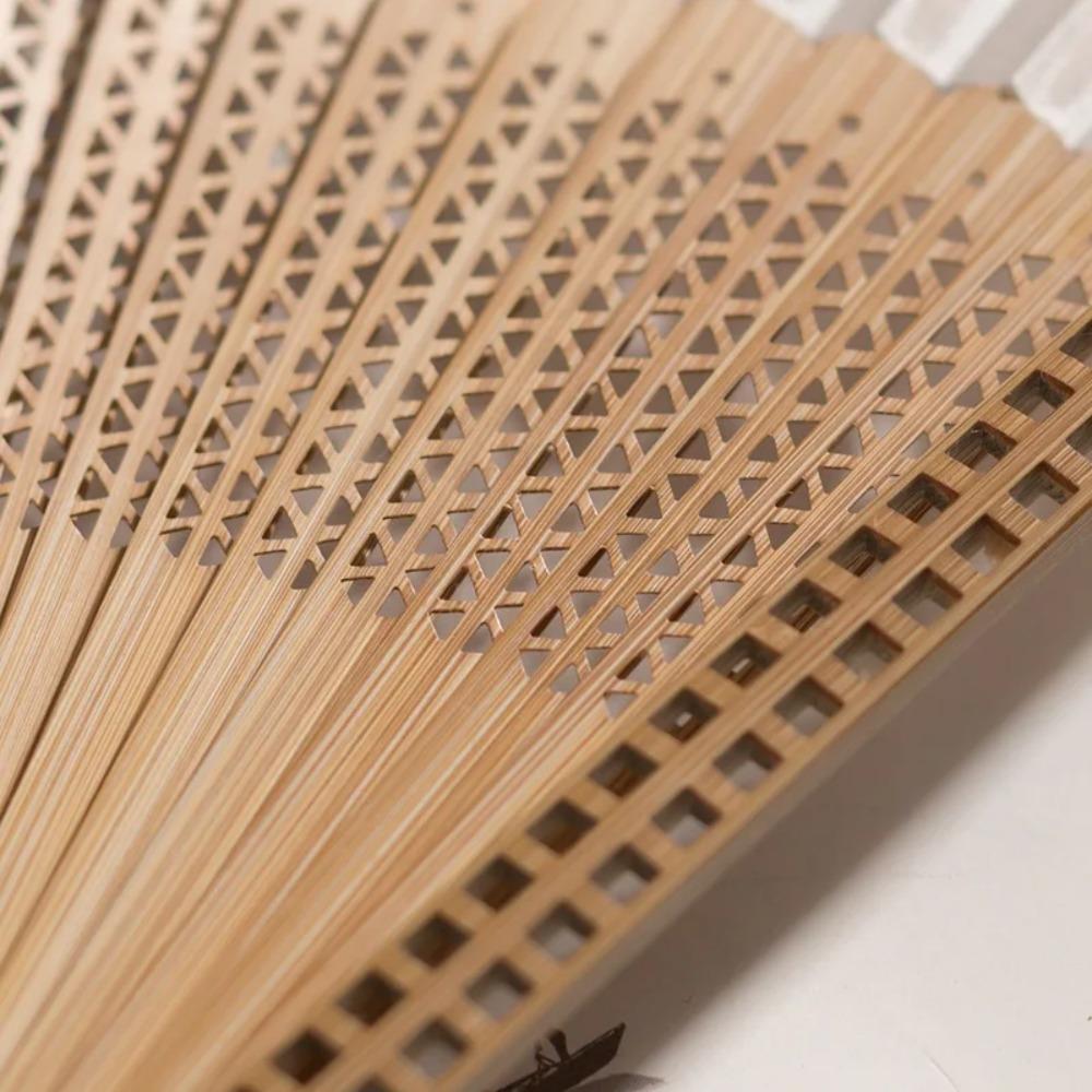 With Tassel Chinese Folding Fan Retro Antiquity Folding Fans Carved Bamboo Folding Fan  Gift