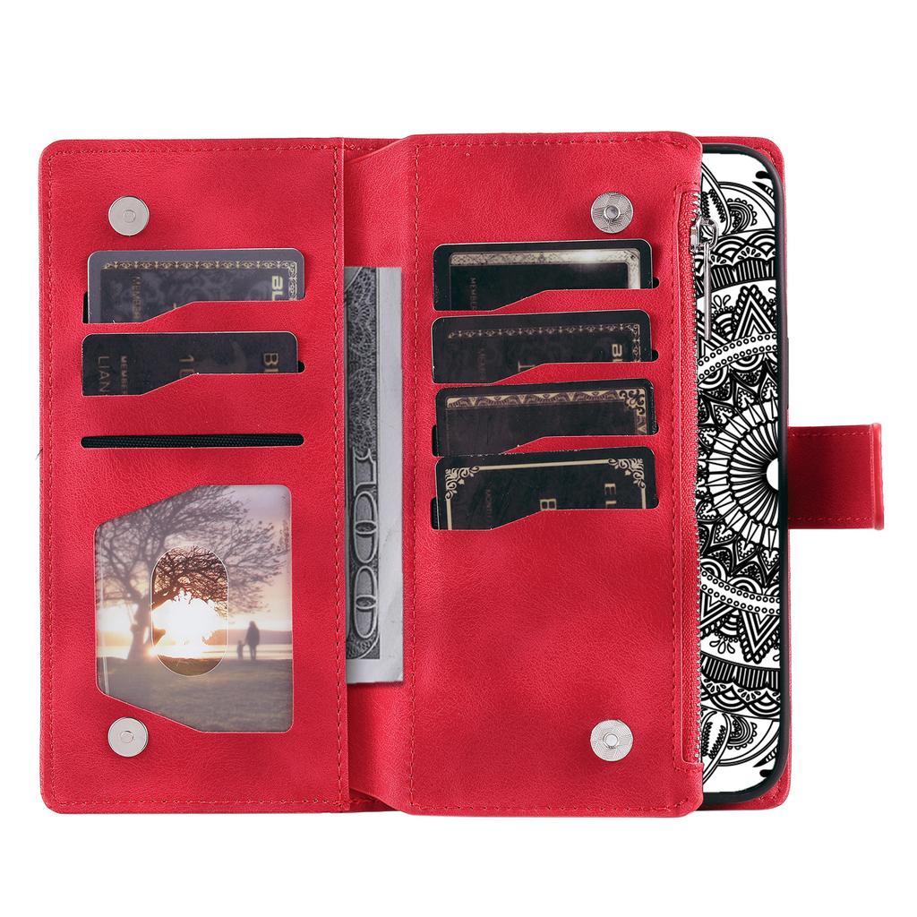 Style 006 For Samsung Galaxy S25 Edge Wallet Case PU Leather Phone Cover Mandala Flower Pattern