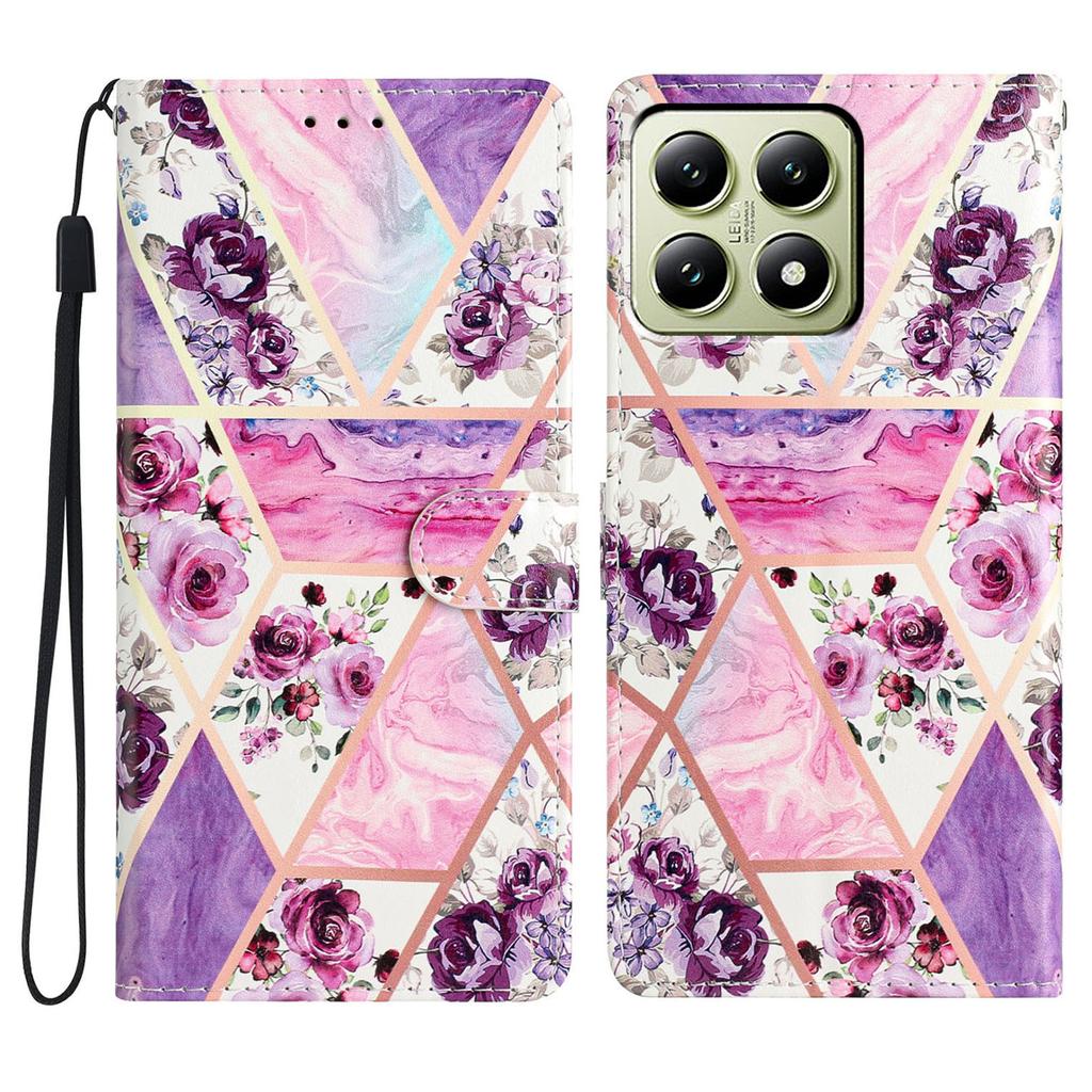 For Xiaomi 14T Wallet Case PU Leather Pattern Printing Stand Phone Cover with Strap