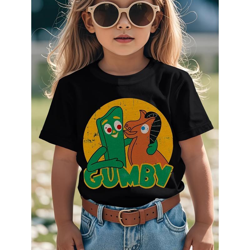 

European sizes Vintage Gumby Novelty Graphic T-Shirt for Kids Featuring Gumby And Pokey, a Trendy Choice for Young Ones 164cm чорний