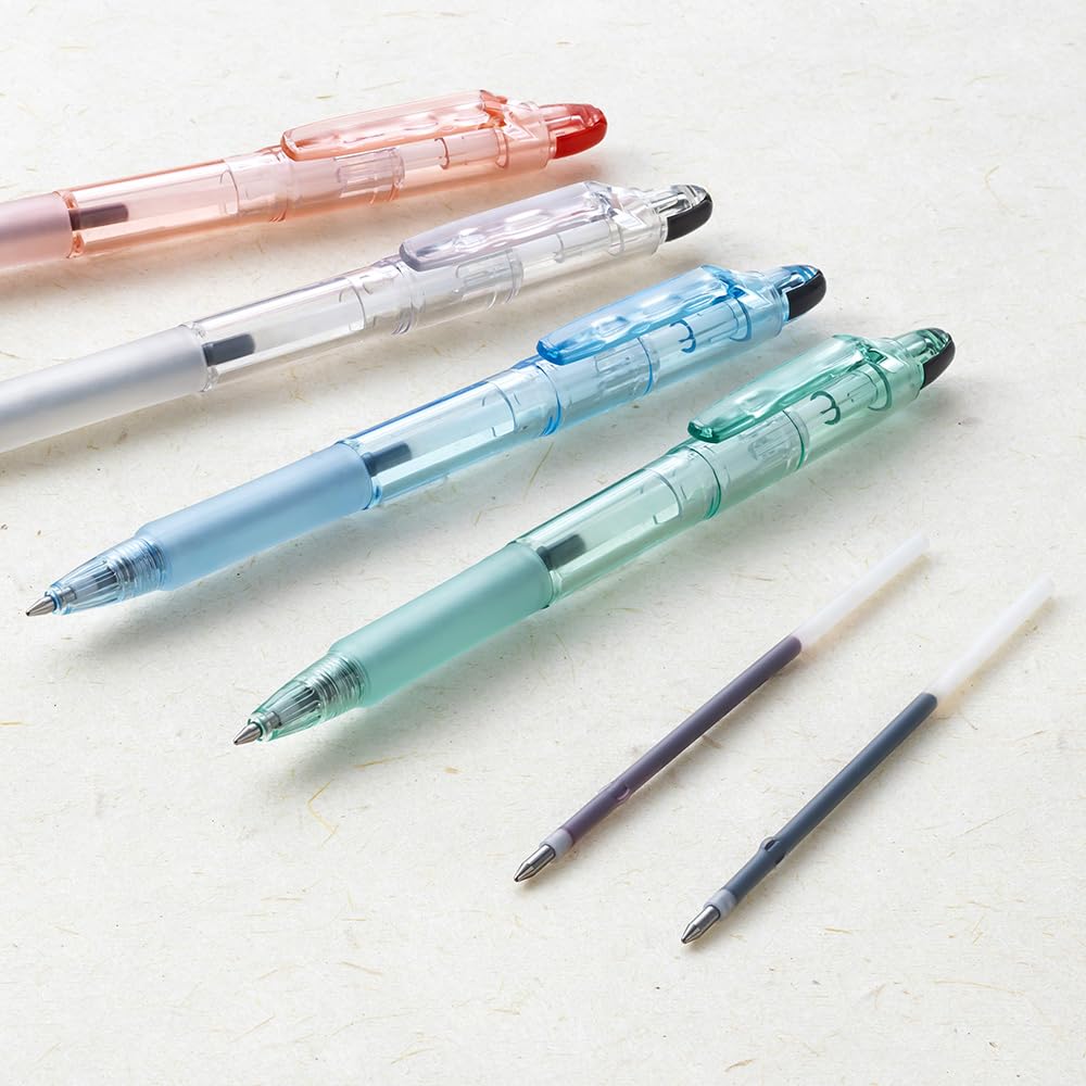 Zebra Jim Knock Ballpoint Pens with Water 10 Pens Oil-Based Biotube, 0.7mm, Clear, (B-BI-KRB-WC)