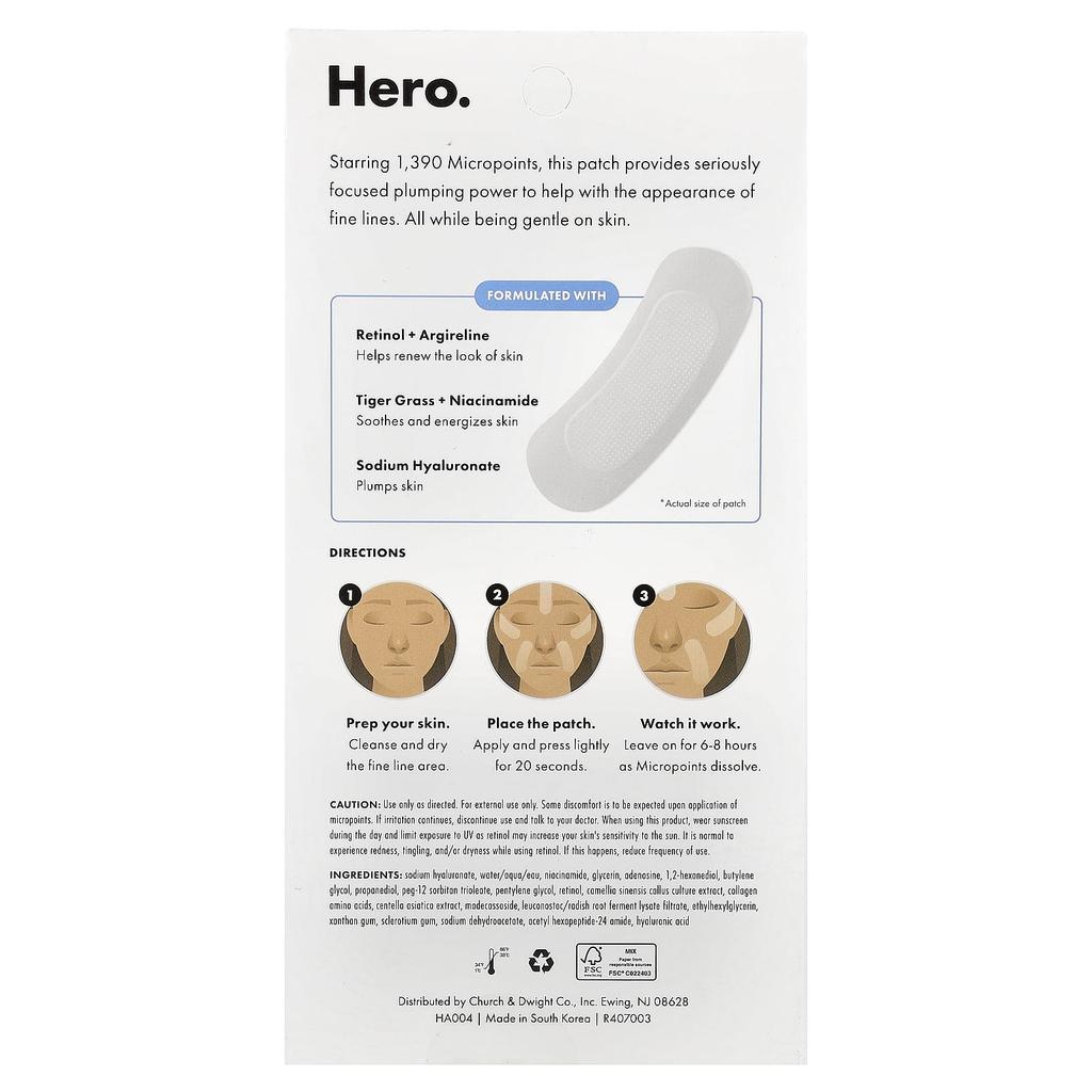 Hero Cosmetics, Mighty Patch®, for Fine Wrinkles, 6 Micropoint Patches