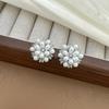 Freshwater Pearl Zircon Flower Stud Earrings - Light Luxury, Cute & Versatile Design for Women