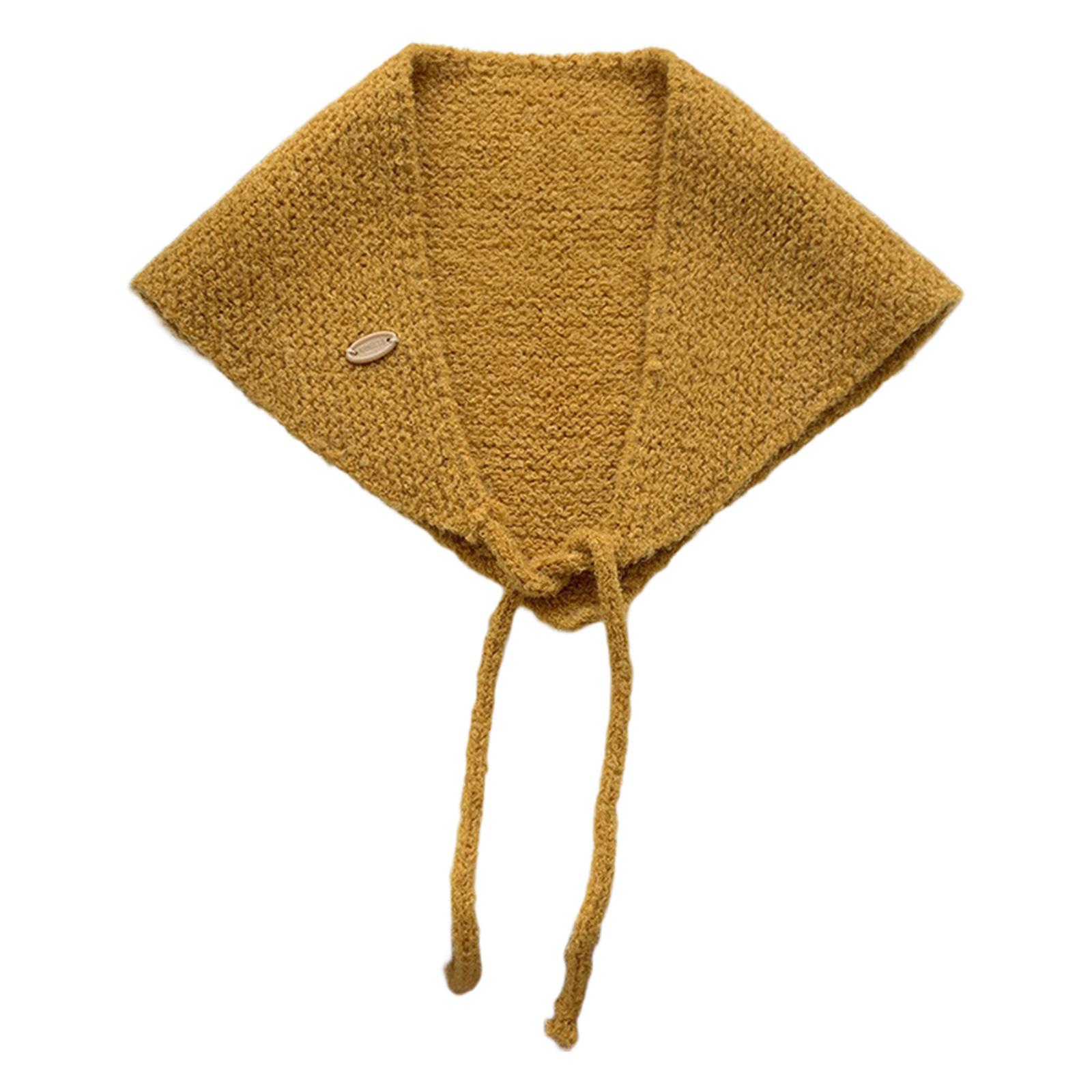 

Теплая шерстяная шапка-платок Плюшевые стильные и шнурованные модели для уличных фотосессий зимой и осенью Платок на голову жёлтый