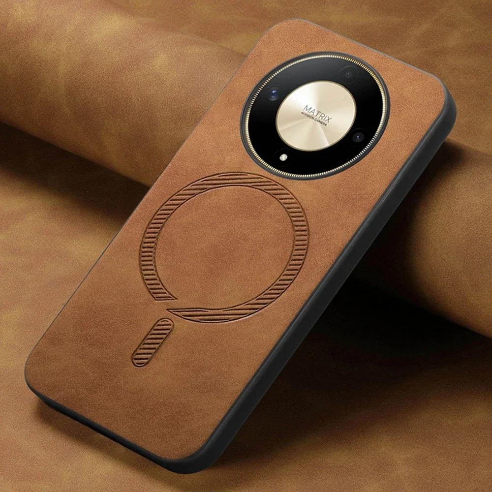 For Honor X9C Smart Case for Huawei Honor Magic 7 Pro Magic7 Lite Leather Magnetic for Wireless Charging Cover