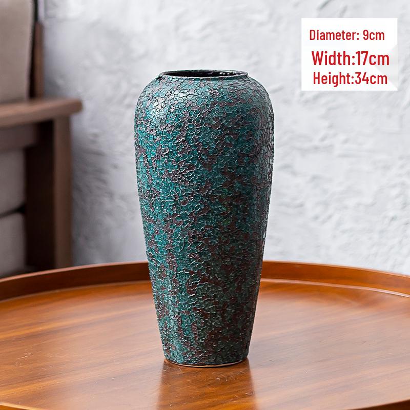 Japanese-Style Retro Ceramics Vase with Figurines for Creative Flower Arrangements