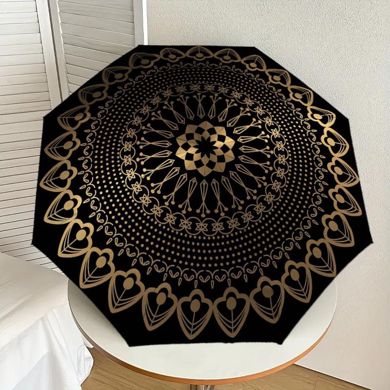 

1pc Golden Mandala Pattern Umbrella with Plastic Handle,Suitable for All Seasons Home Travel Outdoor UmbrellaDD1735