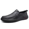 2025 new men's shoes summer sandals leather breathable hollow leather shoes men's casual hole shoes middle-aged and elderly fathers