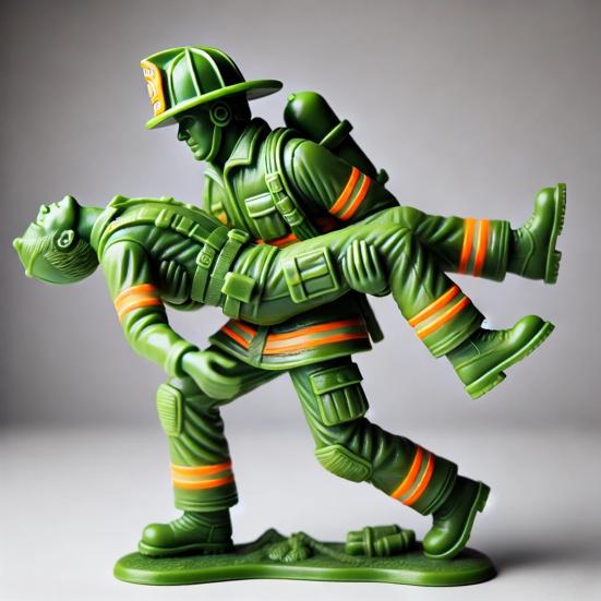 Green Fireman Figurine Mini Firefighter Soldier Resin Statue Sculpture Model Toy Home