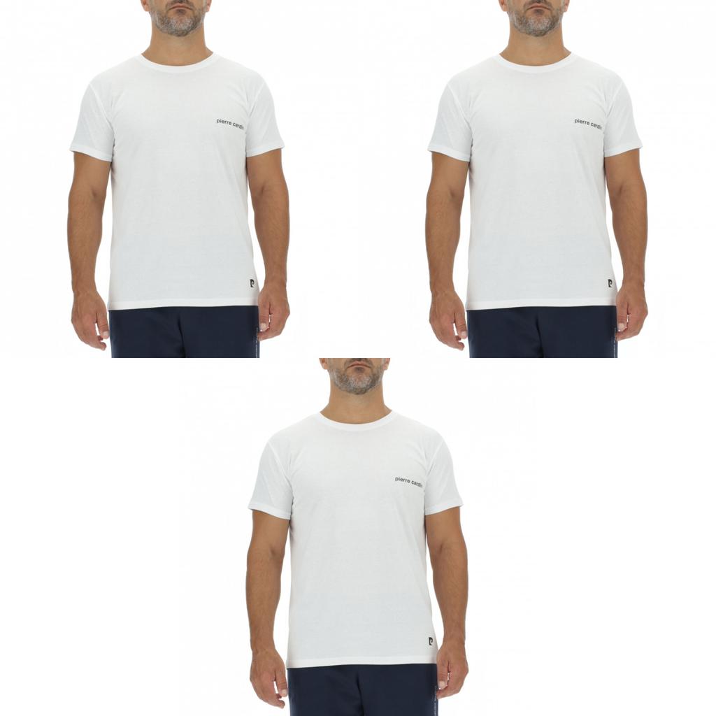 Lot de 3 T-shirts homme en coton uni col rond imprimé poitrine
