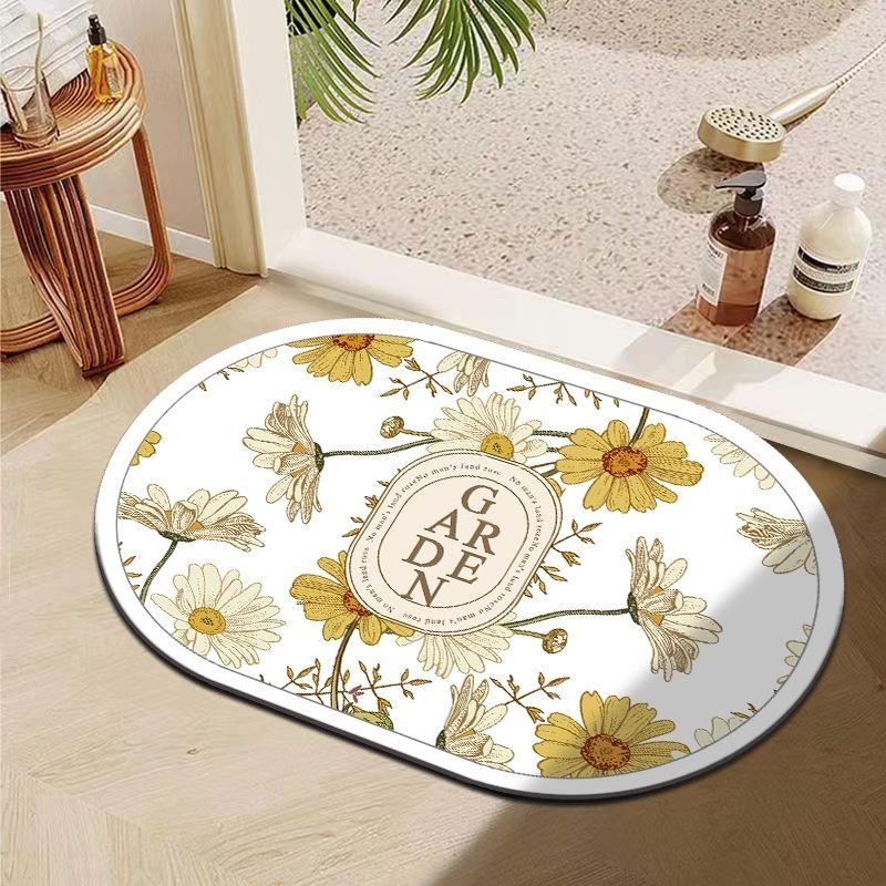 Light luxury diatom mud floor mat, bathroom entry door toilet absorbent bathroom mat, household toilet non-slip floor mat