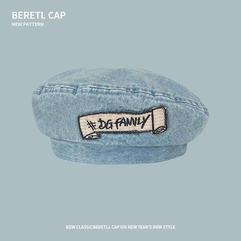 Cowboy beret children spring and autumn versatile face small bud painter hat literary newsboy hat tide