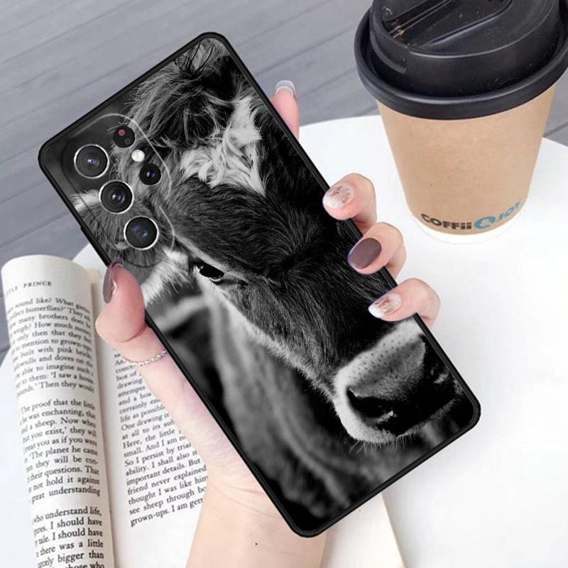 Funny Cow Face phone case Cover For Samsung Galaxy S24 S25 Ultra S21 S22 Ultra S10E Note 10 Plus Note 20 FE S23