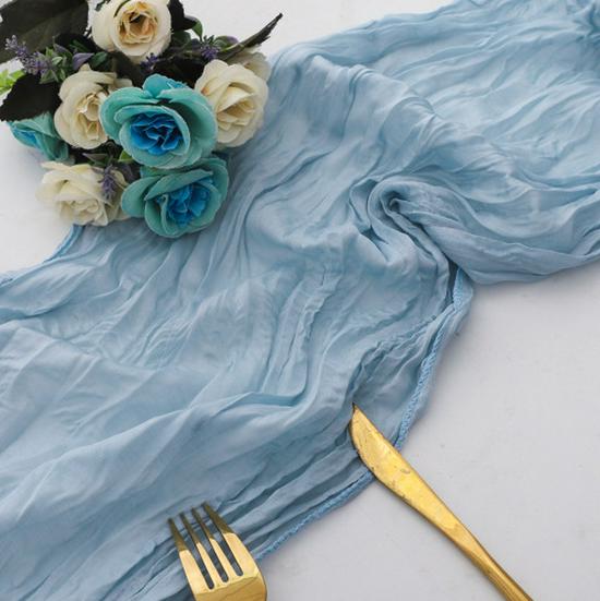 Bali Yarn Crinkle Gauze Table Runner - Semi-Transparent, Twisted Design for Bohemian Weddings & Holiday Parties