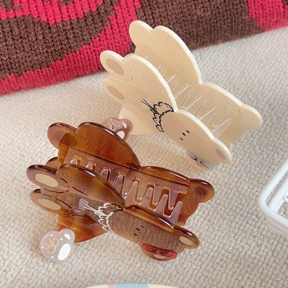 Sweet Cartoon Bear Shark Clip Kawaii Hair Clip Fashion Acetic Acid Hair Claw  Daily