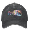Colorful YouTubed Logo Denim Baseball Cap American Video Hiking Fishing Hip Hop Hats Summer Female Male SunProof Baseball Caps