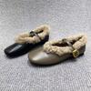 Fleece to keep warm with one pedal, wear small leather shoes outside, women's 2025 winter Doudou shoes, fleece thickened soft-soled fluffy shoes