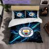 Set Lenzuola Manchester City Modello 3 Pezzi Morbida Copripiumino in Microfibra con Federe per Camera da Letto