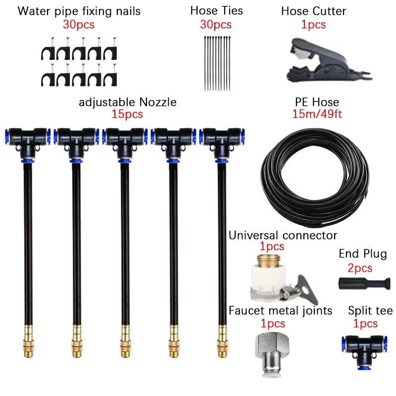 20M Universal Automatic Irrigation Sprinkler Kit Rotating Copper Nozzle Garden Balcony Atomization Sprinkler Watering Kits