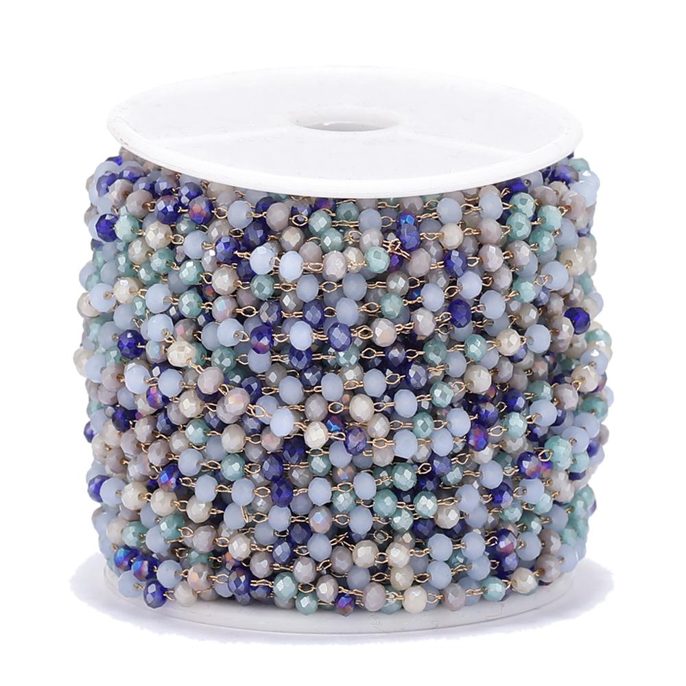 1 Meter Stainless Steel Colorful Glass Beads Chains DIY Jewelry Making Necklace Findings Bracelets Accessories Anklet Supplies