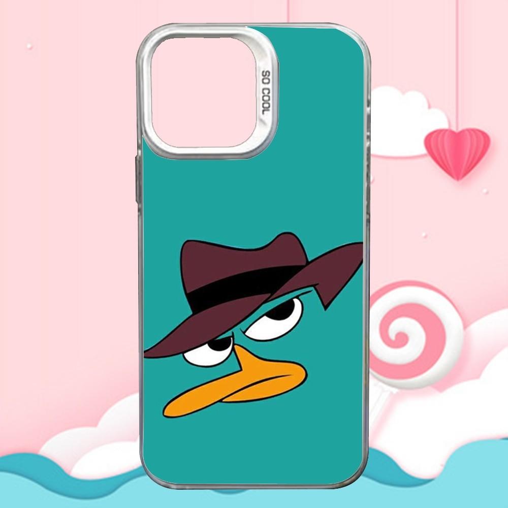 

Cartoon P-Perry The Platypus Phone Case For iPhone 16,15,14,13,12,11,Mini,Pro,SE,MAX White Matte Shockproof Cover iPhone16pro