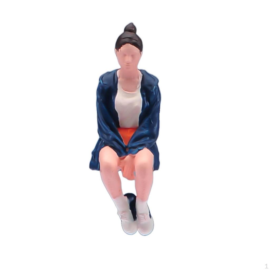 Seated Girl Figure Sitting Pose Diorama Model Hand-Painted Display