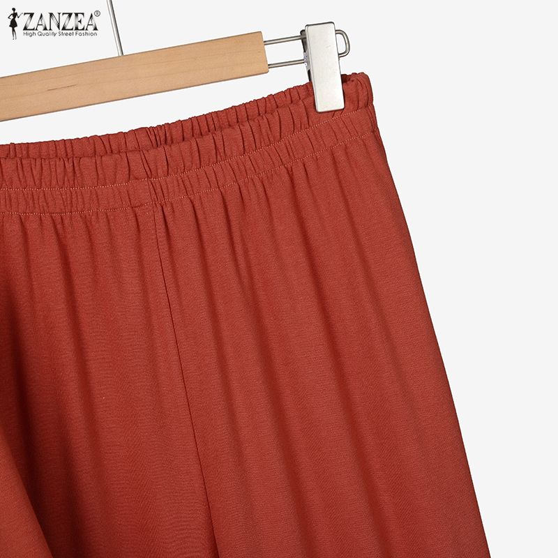 ZANZEA 2PCS Women Long Sleeve Blouse and Pants Stitching Casual Two Piece Suit Sets