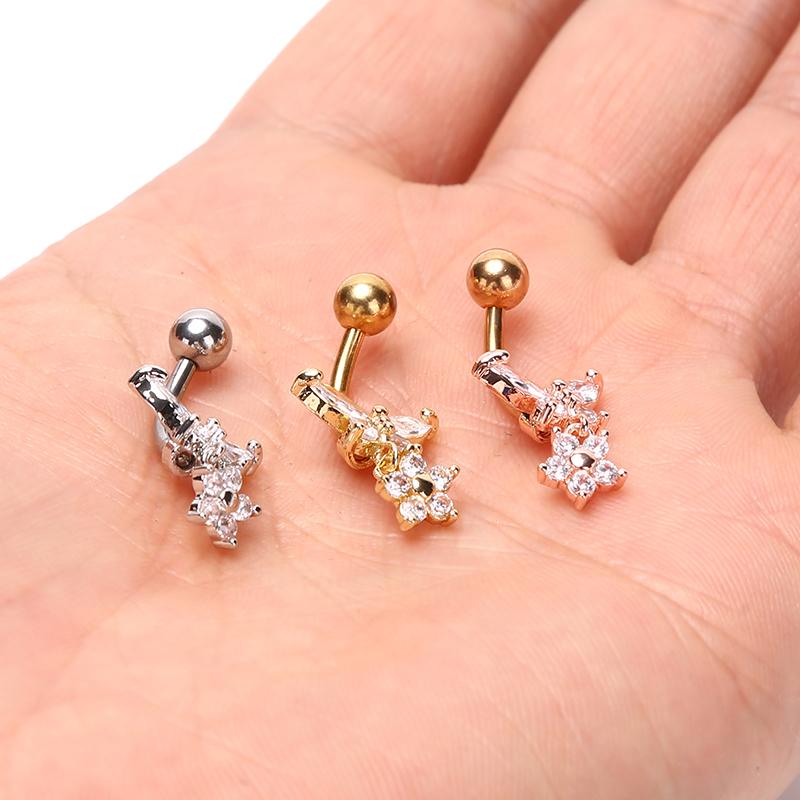 Piercing ombelicale in acciaio chirurgico con zircone a forma di farfalla