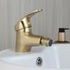 Brushed Gold Stainless Steel Single Hole Ceramic Bathroom Bidet Faucet Wash Basin Sink Mixer Tap Waterfall Spout Hot & Cold